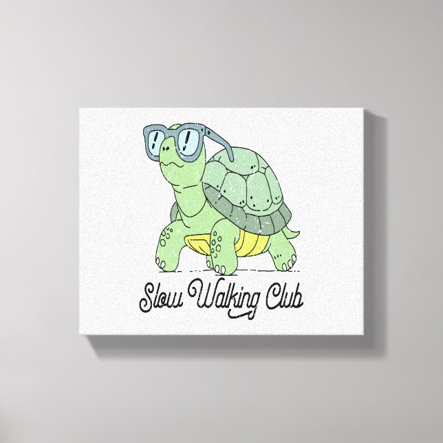 Toile Slow Walking Club Cute Funny Turtle (Recto)