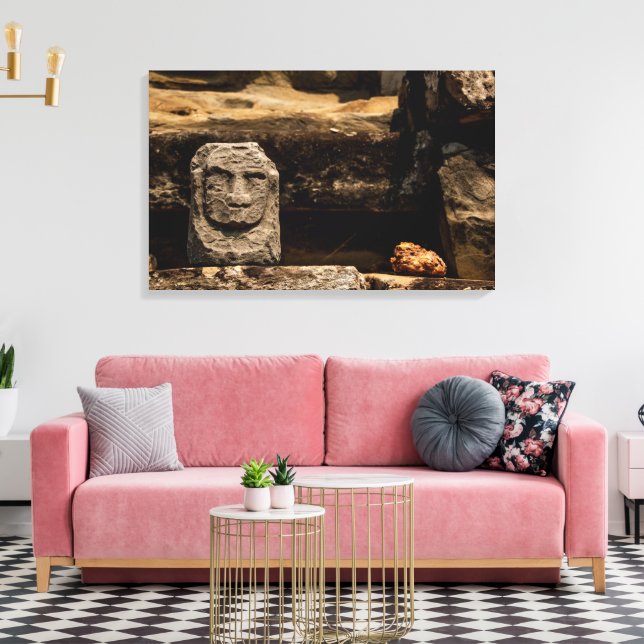 Toile Smiling Stone Totem Cambodia - Canvas Wall Art (Insitu(Salon))