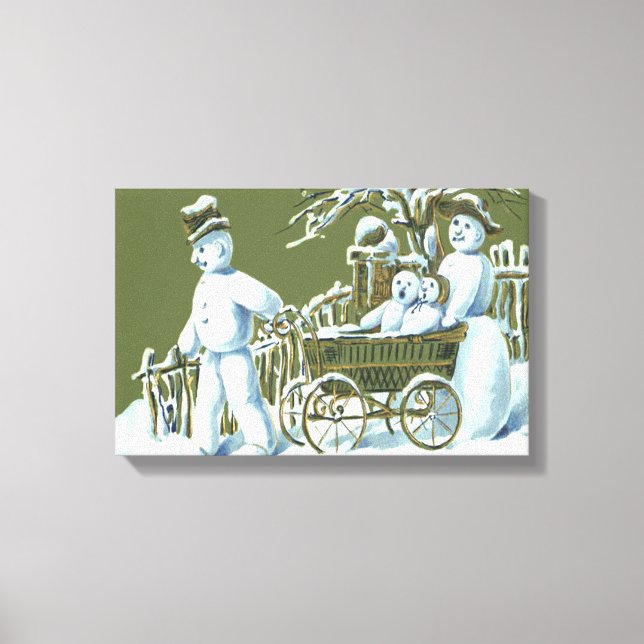 Toile Snowman Family Walk Flâner Neige (Recto)