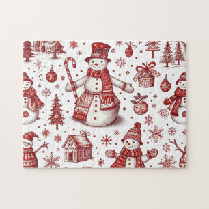Toile Snowman Holiday Jigsaw Puzzle