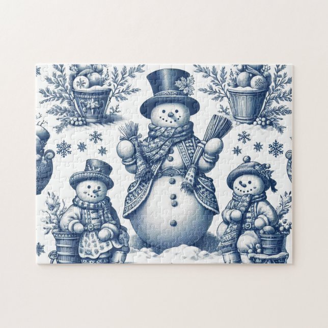 Toile Snowman scène d'hiver Jigsaw Puzzle (Horizontal)