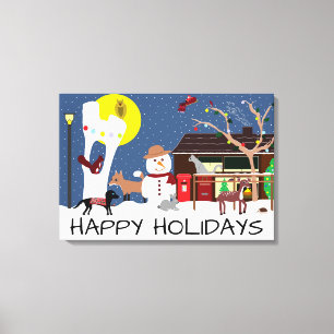 Toile Snowman's Party Happy Holidays Canvas Imprimer