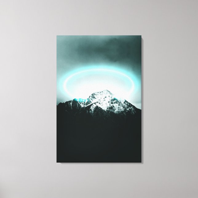 Toile Snowy mountain mysterious blue neon light (Recto)