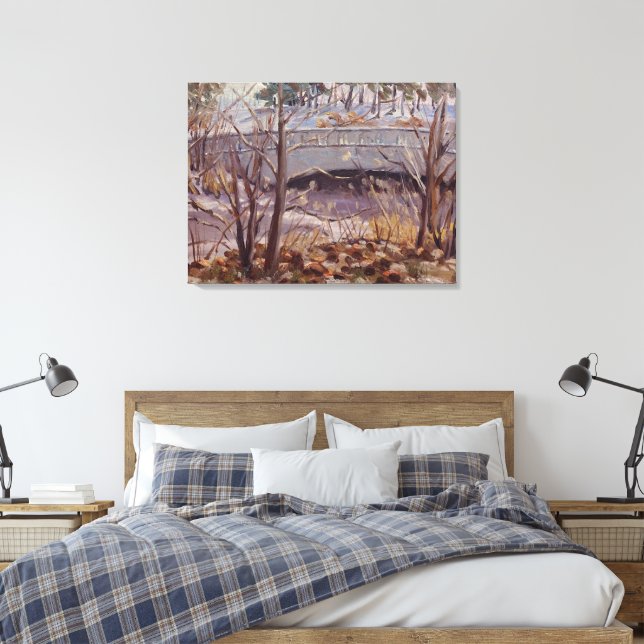 Toile Snowy Scene of Bridge in Forest Park St Louis (Insitu(Chambre))