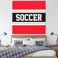 SOCCER Bold Bright Red Black White Yellow Strips