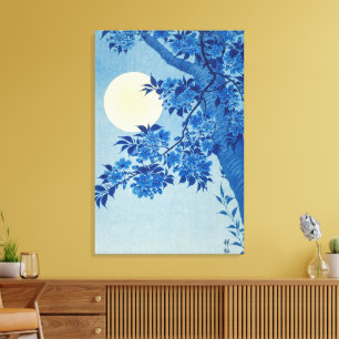 Toile Soirée Lune Arbre Bleu Lune