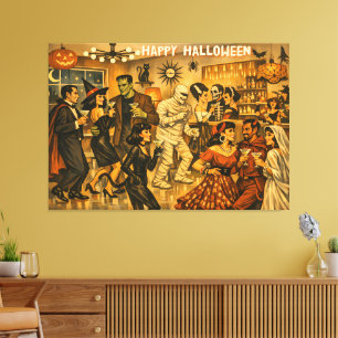 Toile Soirée Martini Halloween Rétro Milieu de Siècle 50