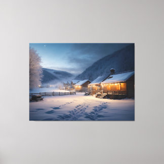 Toile Soirée neige sereine : Le silence des flocons de n