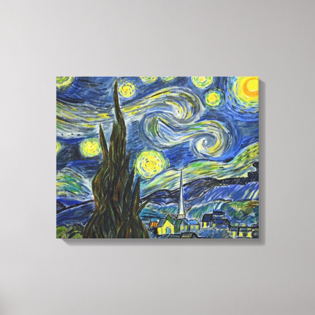 Toile Soirée Van Gogh Starry. Acrylique sur toile. (Recto)