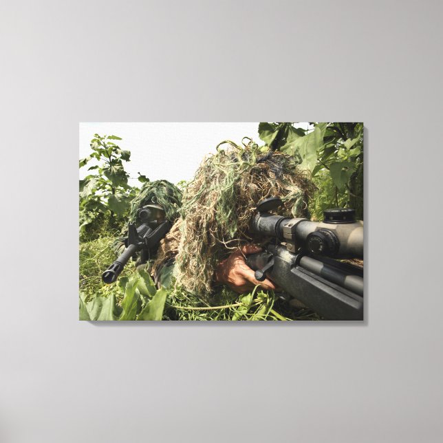 Toile Soldats habillés en costumes ghillie (Recto)