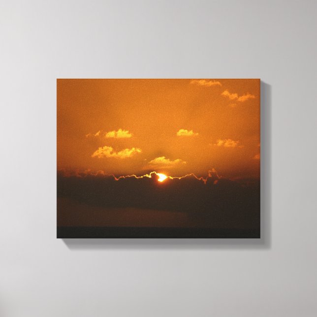 Toile Soleil Derrière les nuages I Orange Sunset Photo (Recto)