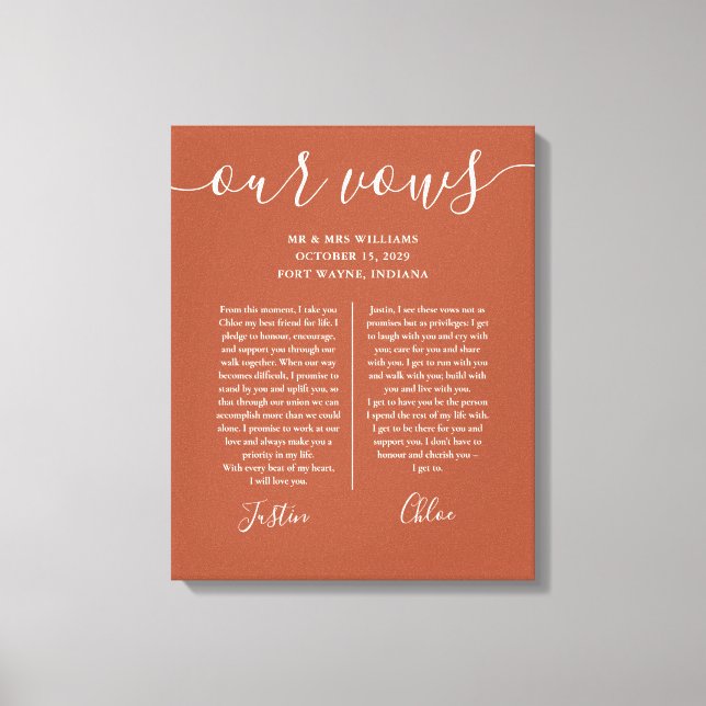 Toile Son Et Son Mariage Vows Terracotta Script (Recto)