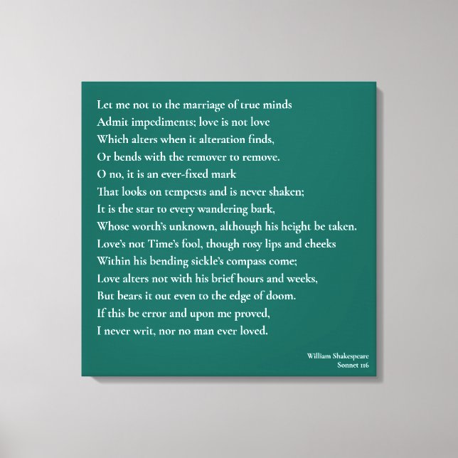 Toile Sonnet 116Laissez-moi ne pas parler du mariage des (Recto)