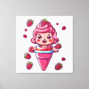 Toile Sorbet framboise Kawaii