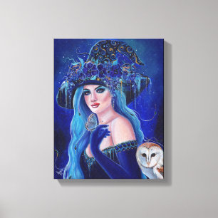 Toile Sorcière d'Halloween aux papillons de Renée Lavoie