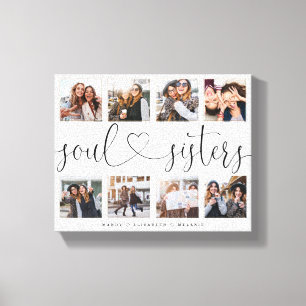 Toile Soul Soeurs Script Cadeau Pour Amis Photo Collage