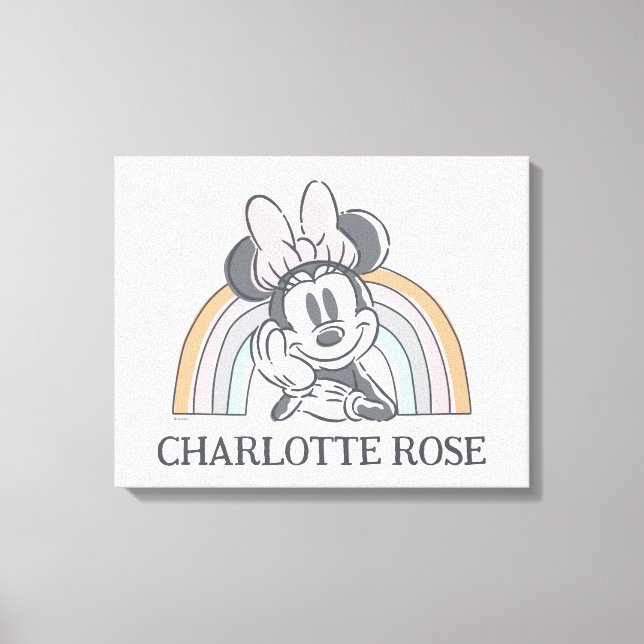 Toile Souris Minnie personnalisée Arc-en-ciel (Recto)