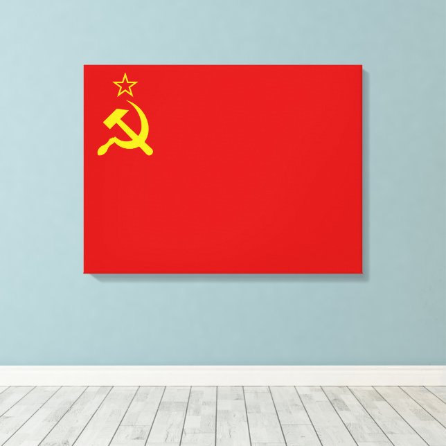 Toile Soviet Union Flag, USSR, CCCP, Communism, Lenin (Insitu (Plancher de Bois))