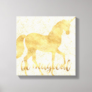 Toile Soyez la licorne d'or magique