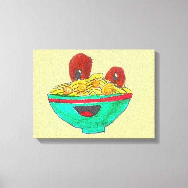 Toile Spaghetti et boulettes de viande humoristique (Recto)