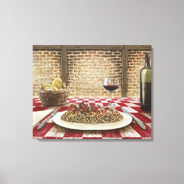 Toile Spaghetti et boulettes de viande Imprimer (Recto)
