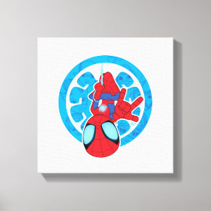 Toile Spidey Hanging Upside Down Logo Collage de vilain