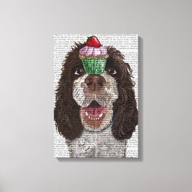Toile Springer Spaniel avec Cupcake (Recto)