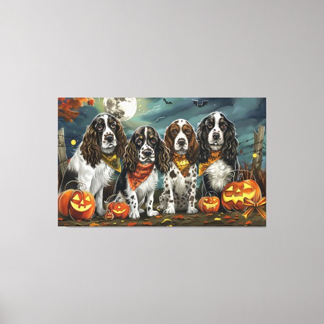 Toile Springer Spaniel Halloween Éffrayant (Recto)