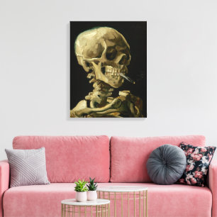 Toile Squelette avec cigarette brûlante   Vincent van Go