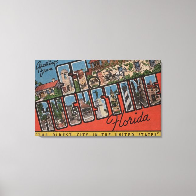 Toile St. Augustine, Floride - Grandes Lettres Scènes 2 (Recto)