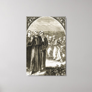 Toile St. Columba scandant, et attaqué par les druides,