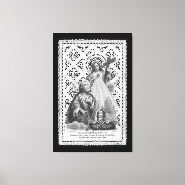 Toile St. Joseph, Symboles papaux, et le SHJ (LT 02) Can (Recto)