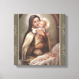 Toile St Therese Baby Jesus Manger Roses roses roses