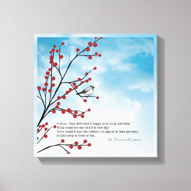 Toile St. Therese Birds Cloud Branch Citation Berries (Recto)