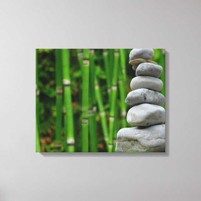 Toile Stack Zen Rock Peacly et Bamboo Canvas Print (Recto)