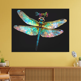 Toile Stained Glass Colorful Dragonfly