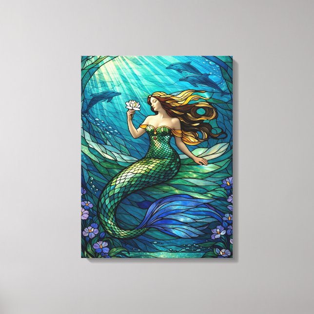 Toile Stained Glass Mermaid Art (Recto)