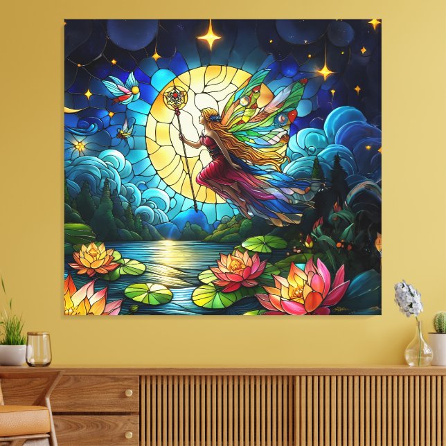 Toile Stained Glass Moonlight Flight Fairy  (Insitu(Salon))