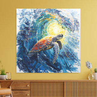 Toile Stained Sea Turtle