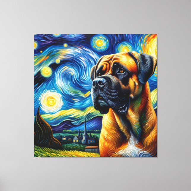Toile Starry Boerboel Portrait de chien - Portrait d'ani (Recto)