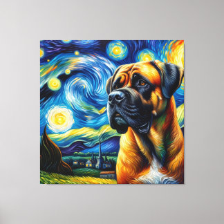 Toile Starry Boerboel Portrait de chien - Portrait d'ani