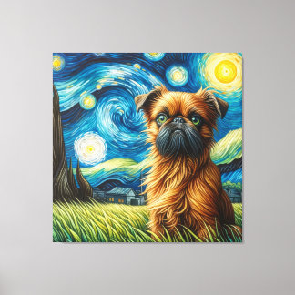 Toile Starry Brussels Griffon Dog Portrait