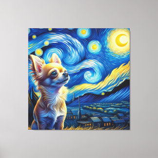 Toile Starry Chihuahua Portrait de chien - Portrait d'an