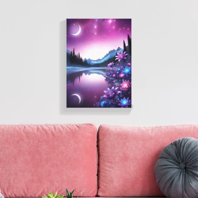 Toile Starry Lake Flower Dream Night View (Insitu(Salon))