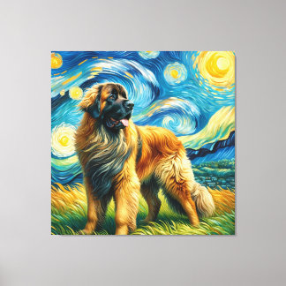 Toile Starry Leonberger Portrait de chien - Portrait d'a