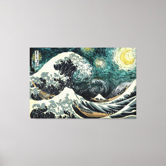 Toile Starry nami - Hokusai & van Gogh