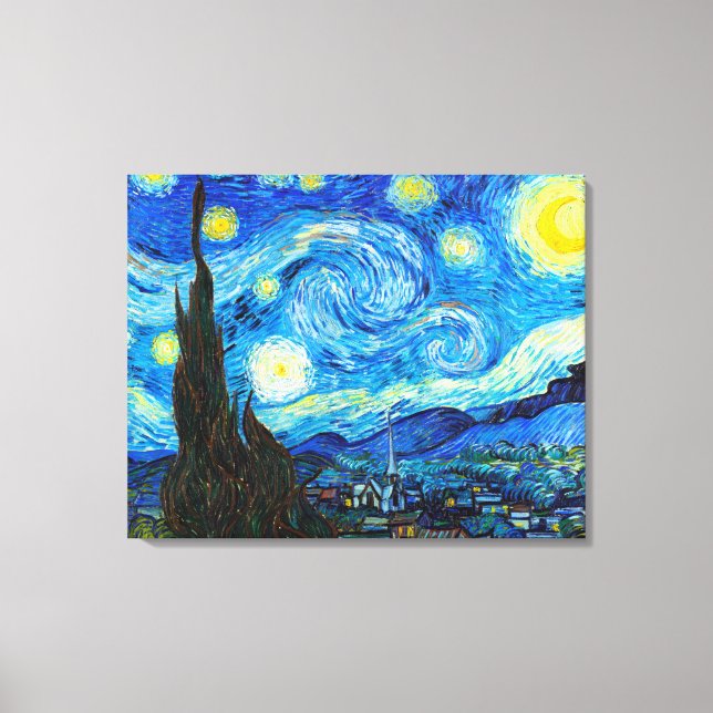 Toile Starry Night Vincent Van Gogh peinture vibrante (Recto)