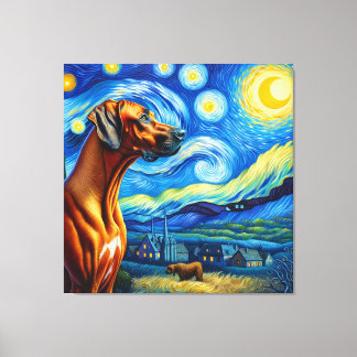 Toile Starry Rhodesian Ridgeback Portrait de chien