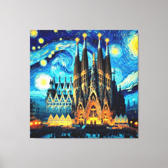 Toile Starry Sagrada Familia Barcelona (Recto)