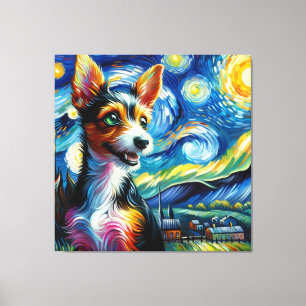 Toile Starry Toy Fox Terrier Dog Portrait - Portrait pou